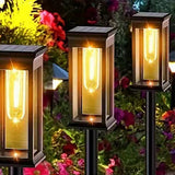 2Pcs Solar Power LED Garden Lights Outdoor Pathway Stake Lights Square Style