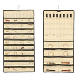 2Pcs 48-Pocket Jewelry Hanging Organizer Roll-Up Dual-Sided Storage Holder for Earrings Necklaces Bracelets Beige