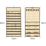 2Pcs 48-Pocket Jewelry Hanging Organizer Roll-Up Dual-Sided Storage Holder for Earrings Necklaces Bracelets Beige