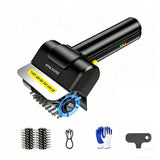 Cordless Electric Grill Brush Set BBQ Cleaner with 2 Replacement Brush Heads Ergonomic BBQ Cleaning Tool