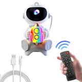 3-in-1 Astronaut Starry Projector Lamp Remote Control Bluetooth Speaker Night Light with 8 Modes for Bedroom Party Decor Rocket Style