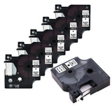 6Pcs Replacement Label Tapes 6mm x 7m Compatible with Dymo LabelManager Machines Black in Clear