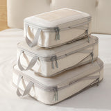 6-Piece Packing Cubes Set Expandable Travel Organizers with Mesh Window Luggage Storage Bags for Clothes Accessories Beige