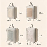 6-Piece Packing Cubes Set Expandable Travel Organizers with Mesh Window Luggage Storage Bags for Clothes Accessories Beige