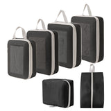 6-Piece Packing Cubes Set Expandable Travel Organizers with Mesh Window Luggage Storage Bags for Clothes Accessories Black