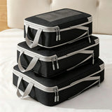 6-Piece Packing Cubes Set Expandable Travel Organizers with Mesh Window Luggage Storage Bags for Clothes Accessories Black