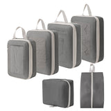 6-Piece Packing Cubes Set Expandable Travel Organizers with Mesh Window Luggage Storage Bags for Clothes Accessories Grey