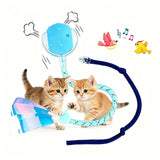 Self Rolling Smart Motion Interactive Cat Ball Toy Automatic Cat Toy with 2 Replaceable Tails for Indoor Cats Kittens Blue