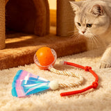 Self Rolling Smart Motion Interactive Cat Ball Toy Automatic Cat Toy with 2 Replaceable Tails for Indoor Cats Kittens Orange