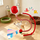 Self Rolling Smart Motion Interactive Cat Ball Toy Automatic Cat Toy with 2 Replaceable Tails for Indoor Cats Kittens Red