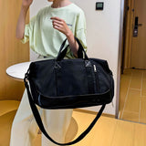 Travel Duffel Bag with Shoe Compartment Overnight Tote Gym Sports Bag with Wet Pocket Luggage Sleeve Black