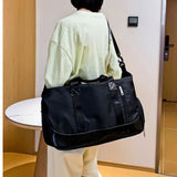 Travel Duffel Bag with Shoe Compartment Overnight Tote Gym Sports Bag with Wet Pocket Luggage Sleeve Black