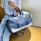 Travel Duffel Bag with Shoe Compartment Overnight Tote Gym Sports Bag with Wet Pocket Luggage Sleeve Blue