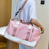 Travel Duffel Bag with Shoe Compartment Overnight Tote Gym Sports Bag with Wet Pocket Luggage Sleeve Pink