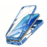 Drop Proof Phone Case with Built-in 9H Glass Screen Protector for iPhone 17 Series Blue