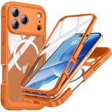 Drop Proof Phone Case with Built-in 9H Glass Screen Protector for iPhone 17 Series Orange
