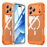Drop Proof Phone Case with Built-in 9H Glass Screen Protector for iPhone 17 Series Orange