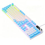 104-Key USB Wired Keyboard RGB LED Backlit Keyboard Computer Keyboard Blue and White