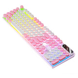 104-Key USB Wired Keyboard RGB LED Backlit Keyboard Computer Keyboard White and Pink