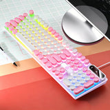 104-Key USB Wired Keyboard RGB LED Backlit Keyboard Computer Keyboard White and Pink