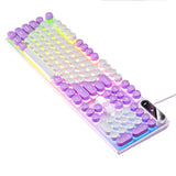 104-Key USB Wired Keyboard RGB LED Backlit Keyboard Computer Keyboard White and Purple