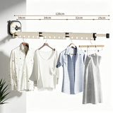 3-Folding Retractable Wall Mounted Clothes Drying Rack Foldable Aluminum Alloy Laundry Hanger Beige