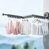 3-Folding Retractable Wall Mounted Clothes Drying Rack Foldable Aluminum Alloy Laundry Hanger Gray