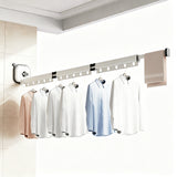3-Folding Retractable Wall Mounted Clothes Drying Rack Foldable Aluminum Alloy Laundry Hanger White