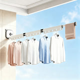 3-Folding Retractable Wall Mounted Clothes Drying Rack Foldable Aluminum Alloy Laundry Hanger White