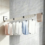 3-Folding Retractable Wall Mounted Clothes Drying Rack Foldable Aluminum Alloy Laundry Hanger White