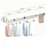 3-Folding Retractable Wall Mounted Clothes Drying Rack Foldable Aluminum Alloy Laundry Hanger White