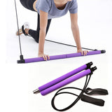 Portable Pilates Bar Kit with Resistance Bands Home Fitness Exercise Bar Purple