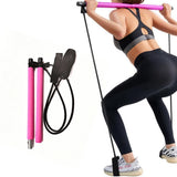 Portable Pilates Bar Kit with Resistance Bands Home Fitness Exercise Bar Pink
