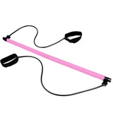 Portable Pilates Bar Kit with Resistance Bands Home Fitness Exercise Bar Pink