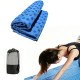 Non Slip Microfiber Yoga Towel Mat Fitness Exercise Mat with Storage Bag Blue