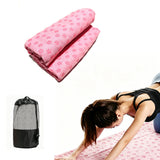 Non Slip Microfiber Yoga Towel Mat Fitness Exercise Mat with Storage Bag Pink