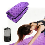 Non Slip Microfiber Yoga Towel Mat Fitness Exercise Mat with Storage Bag Purple