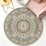 Retro Boho Round Area Rug Soft Floor Carpet for Living Room Bedroom Style 2