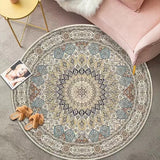Retro Boho Round Area Rug Soft Floor Carpet for Living Room Bedroom Style 2