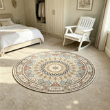 Retro Boho Round Area Rug Soft Floor Carpet for Living Room Bedroom Style 2