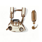 2-Way Pet Carrier Shoulder Bag with Leash Portable Dog Cat Travel Carrier Brown