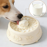 Dog Slow Feeder Bowl Silicone Suction Cup Pet Feeding Bowl Cream