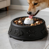 Dog Slow Feeder Bowl Silicone Suction Cup Pet Feeding Bowl Black