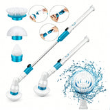 Electric Spin Scrubber Cordless Rechargeable Cleaning Brush with 3 Brush Heads