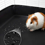 Reusable Guinea Pig Cage Liner Water Resistant Small Animal Cage Mat With Raised Edge Black