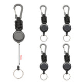 5Pcs Retractable Badge Reel ID Holder Extendable Keychain With Carabiner Clip Black