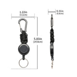 5Pcs Retractable Badge Reel ID Holder Extendable Keychain With Carabiner Clip Black