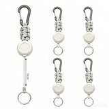 5Pcs Retractable Badge Reel ID Holder Extendable Keychain With Carabiner Clip Gray