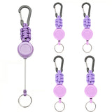 5Pcs Retractable Badge Reel ID Holder Extendable Keychain With Carabiner Clip Purple