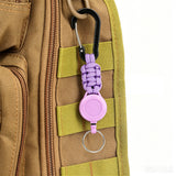 5Pcs Retractable Badge Reel ID Holder Extendable Keychain With Carabiner Clip Purple